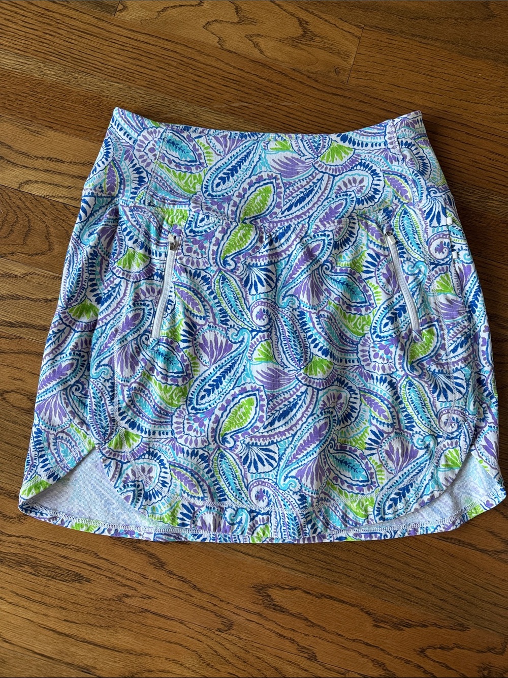 IBKUL Paisley Print Golf, Pickleball Skort in Blue, Purple & Green & White